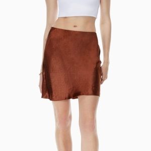 babaton silk slip mini skirt